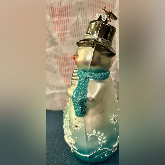 Hallmark Heritage 2016 Winter's Snowman Blown Glass XMAS Ornament w/ Tag RARE - Picture 4 of 8